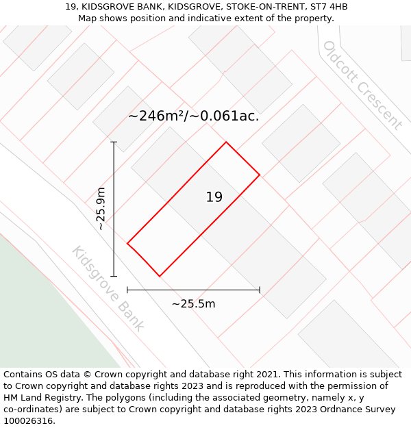 19, KIDSGROVE BANK, KIDSGROVE, STOKE-ON-TRENT, ST7 4HB: Plot and title map