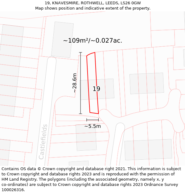 19, KNAVESMIRE, ROTHWELL, LEEDS, LS26 0GW: Plot and title map