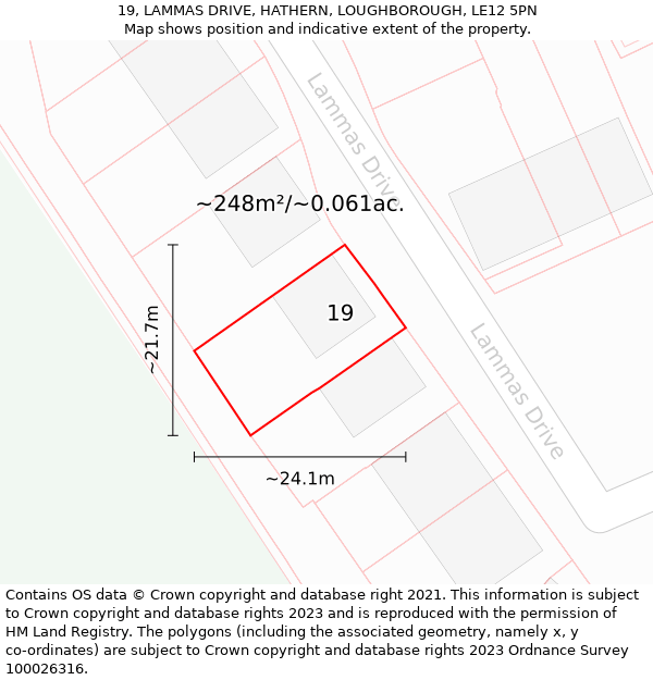 19, LAMMAS DRIVE, HATHERN, LOUGHBOROUGH, LE12 5PN: Plot and title map