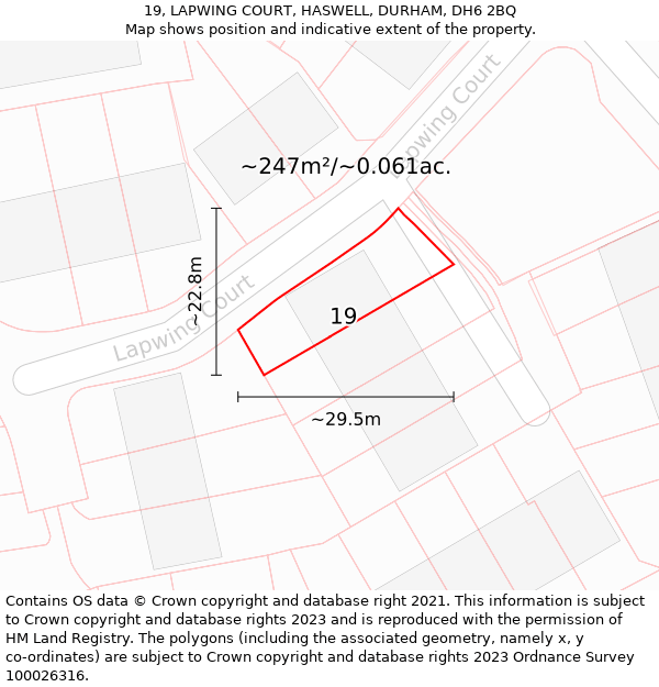 19, LAPWING COURT, HASWELL, DURHAM, DH6 2BQ: Plot and title map