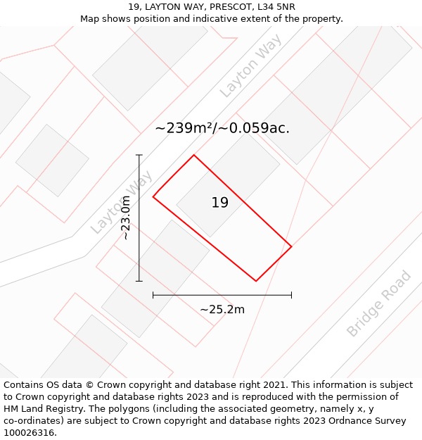 19, LAYTON WAY, PRESCOT, L34 5NR: Plot and title map