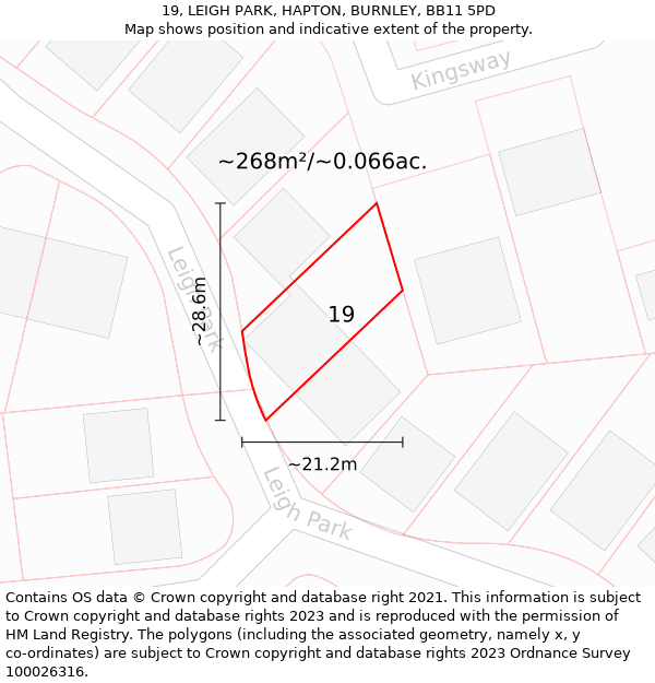 19, LEIGH PARK, HAPTON, BURNLEY, BB11 5PD: Plot and title map