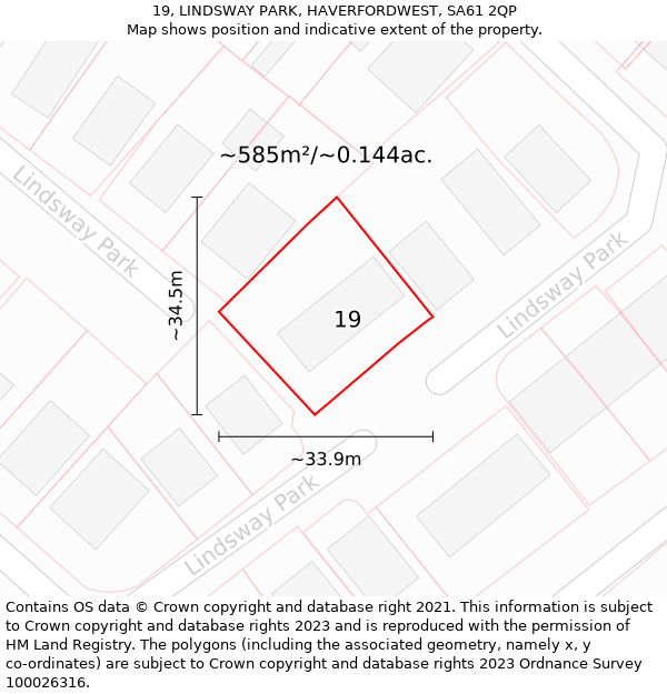 19, LINDSWAY PARK, HAVERFORDWEST, SA61 2QP: Plot and title map