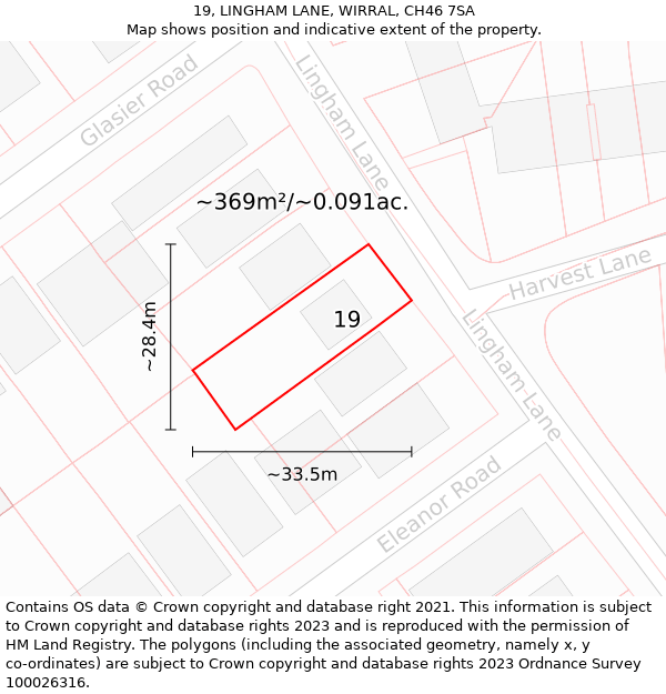 19, LINGHAM LANE, WIRRAL, CH46 7SA: Plot and title map