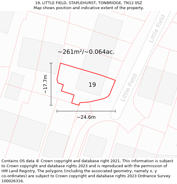 19, LITTLE FIELD, STAPLEHURST, TONBRIDGE, TN12 0SZ: Plot and title map