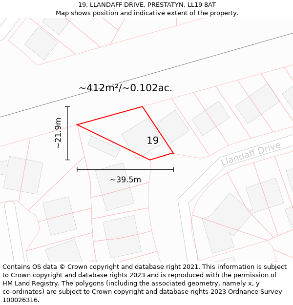 19, LLANDAFF DRIVE, PRESTATYN, LL19 8AT: Plot and title map