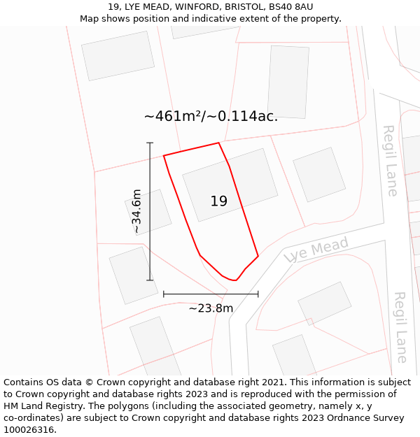 19, LYE MEAD, WINFORD, BRISTOL, BS40 8AU: Plot and title map