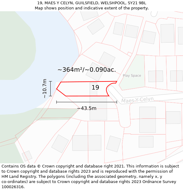 19, MAES Y CELYN, GUILSFIELD, WELSHPOOL, SY21 9BL: Plot and title map