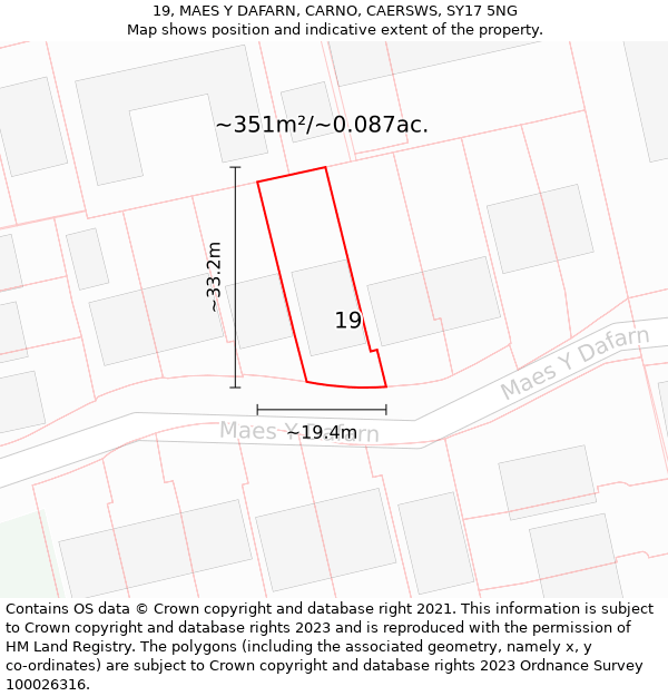 19, MAES Y DAFARN, CARNO, CAERSWS, SY17 5NG: Plot and title map