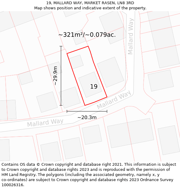 19, MALLARD WAY, MARKET RASEN, LN8 3RD: Plot and title map