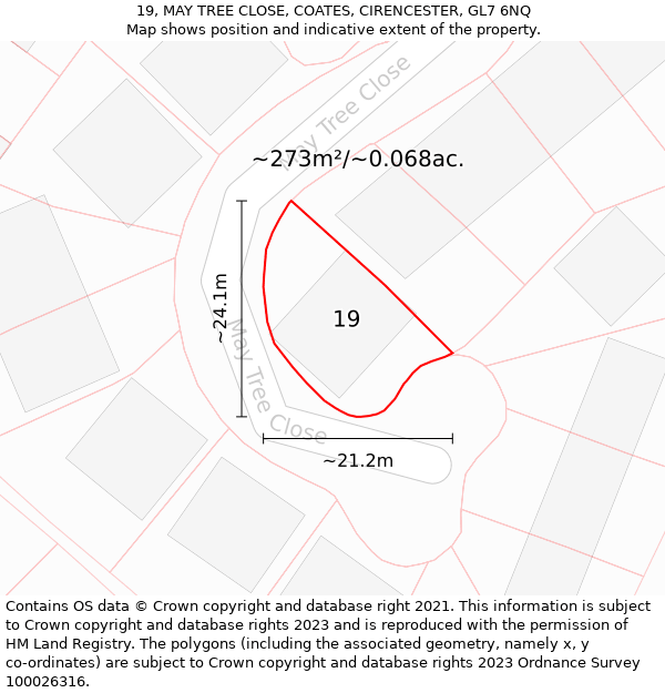 19, MAY TREE CLOSE, COATES, CIRENCESTER, GL7 6NQ: Plot and title map