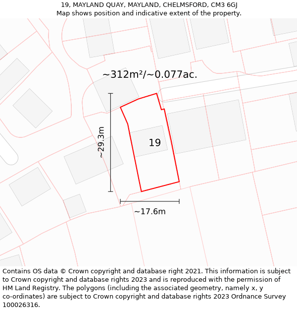 19, MAYLAND QUAY, MAYLAND, CHELMSFORD, CM3 6GJ: Plot and title map