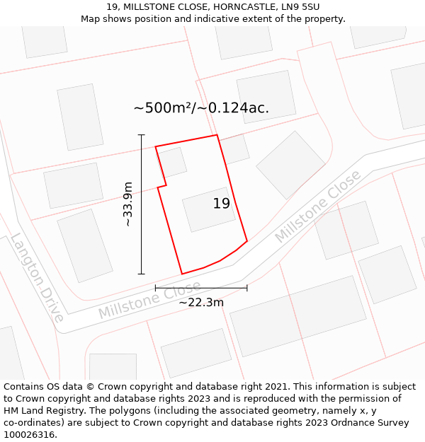 19, MILLSTONE CLOSE, HORNCASTLE, LN9 5SU: Plot and title map