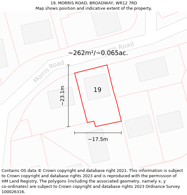 19, MORRIS ROAD, BROADWAY, WR12 7RD: Plot and title map