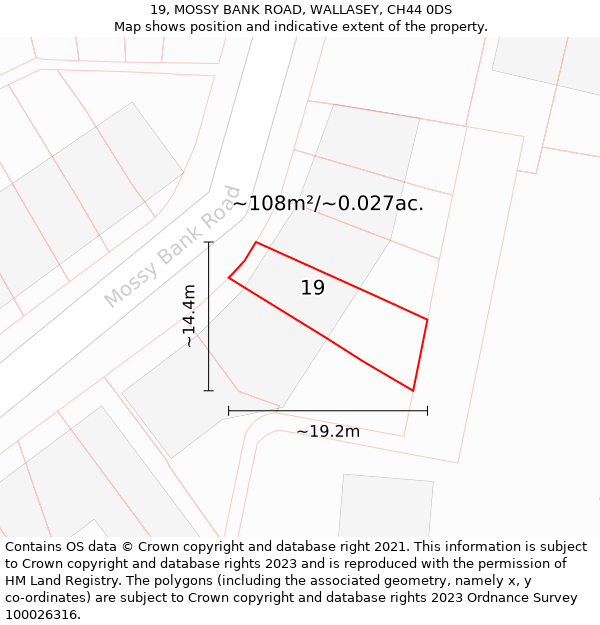 19, MOSSY BANK ROAD, WALLASEY, CH44 0DS: Plot and title map