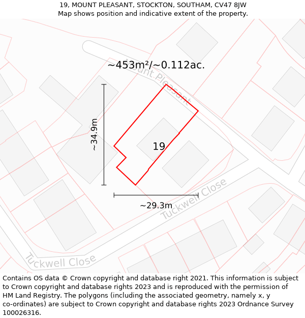 19, MOUNT PLEASANT, STOCKTON, SOUTHAM, CV47 8JW: Plot and title map