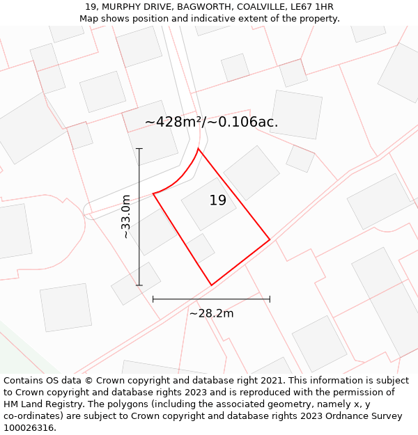 19, MURPHY DRIVE, BAGWORTH, COALVILLE, LE67 1HR: Plot and title map