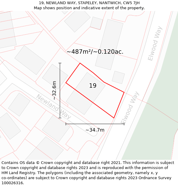 19, NEWLAND WAY, STAPELEY, NANTWICH, CW5 7JH: Plot and title map