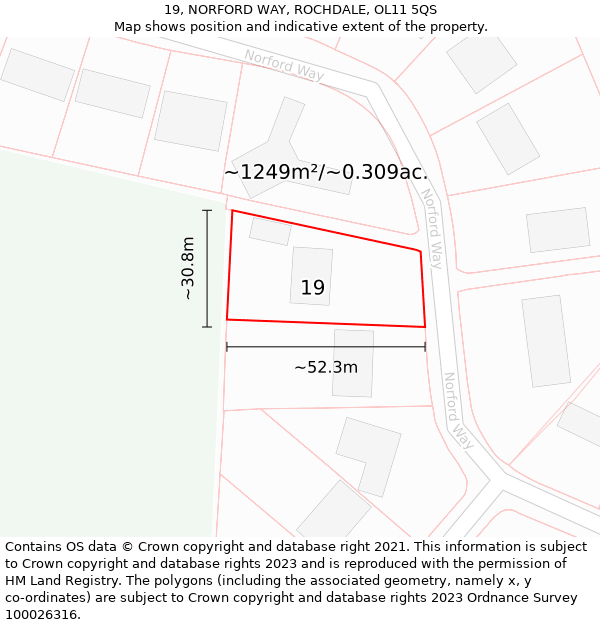 19, NORFORD WAY, ROCHDALE, OL11 5QS: Plot and title map