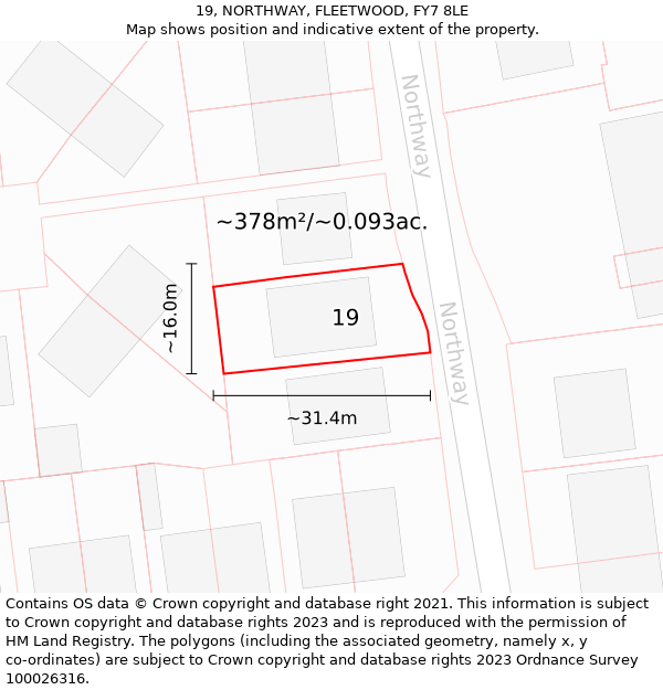 19, NORTHWAY, FLEETWOOD, FY7 8LE: Plot and title map