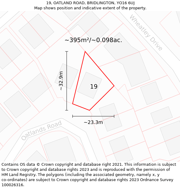 19, OATLAND ROAD, BRIDLINGTON, YO16 6UJ: Plot and title map