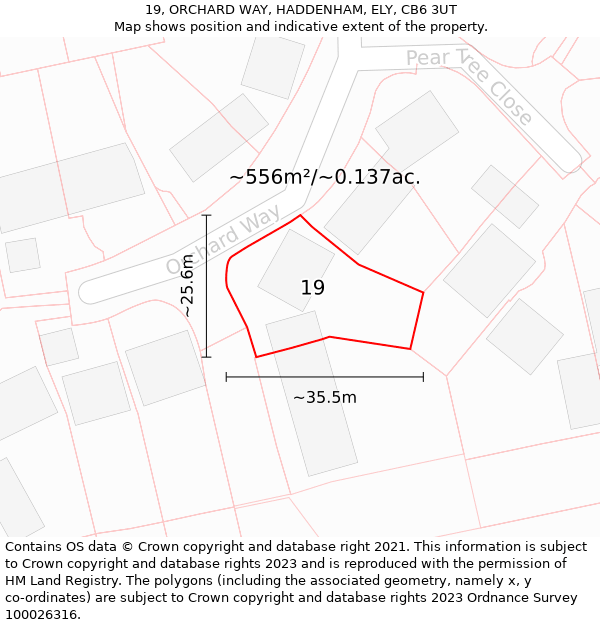 19, ORCHARD WAY, HADDENHAM, ELY, CB6 3UT: Plot and title map