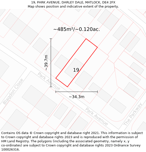 19, PARK AVENUE, DARLEY DALE, MATLOCK, DE4 2FX: Plot and title map