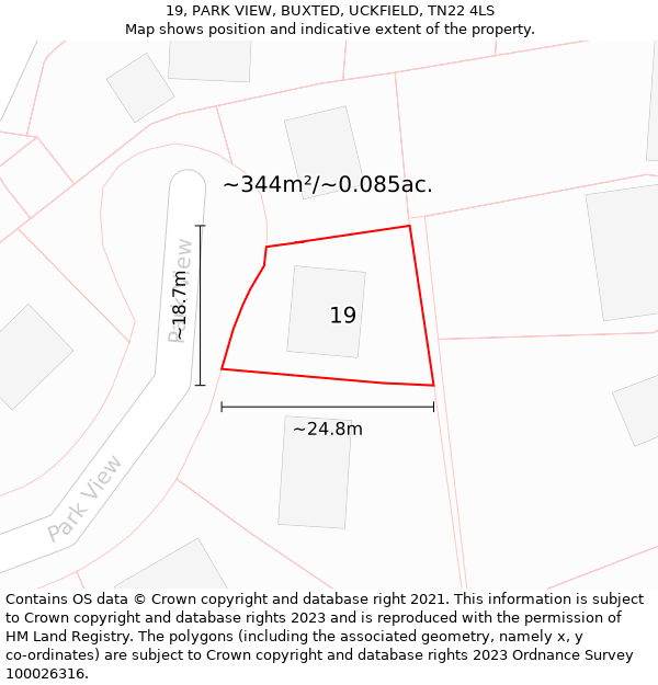 19, PARK VIEW, BUXTED, UCKFIELD, TN22 4LS: Plot and title map