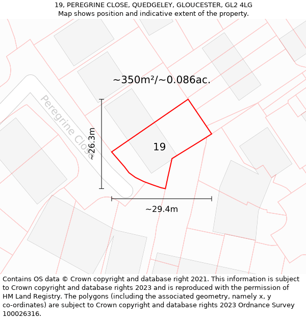 19, PEREGRINE CLOSE, QUEDGELEY, GLOUCESTER, GL2 4LG: Plot and title map