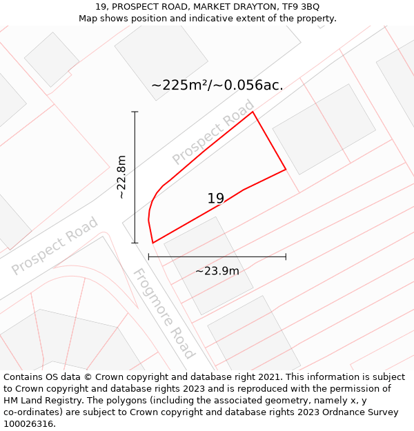 19, PROSPECT ROAD, MARKET DRAYTON, TF9 3BQ: Plot and title map