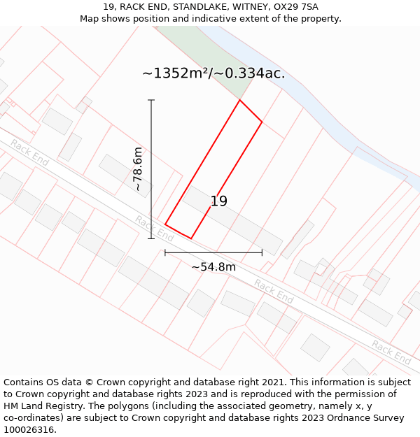 19, RACK END, STANDLAKE, WITNEY, OX29 7SA: Plot and title map
