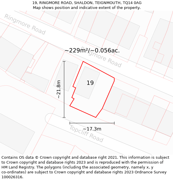 19, RINGMORE ROAD, SHALDON, TEIGNMOUTH, TQ14 0AG: Plot and title map