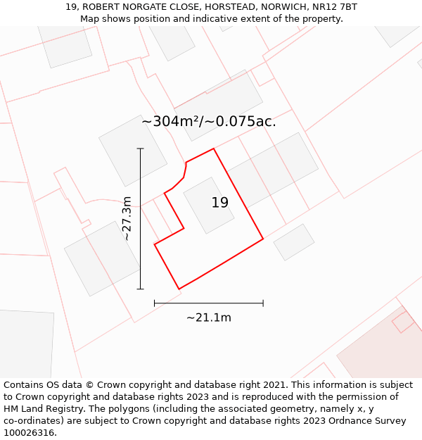 19, ROBERT NORGATE CLOSE, HORSTEAD, NORWICH, NR12 7BT: Plot and title map