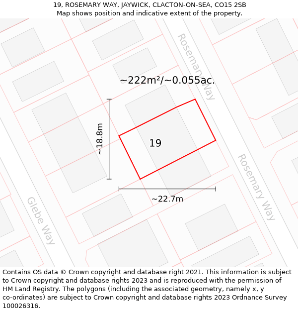 19, ROSEMARY WAY, JAYWICK, CLACTON-ON-SEA, CO15 2SB: Plot and title map