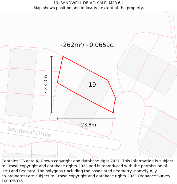 19, SANDWELL DRIVE, SALE, M33 6JL: Plot and title map