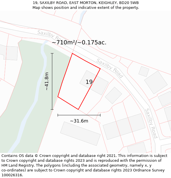 19, SAXILBY ROAD, EAST MORTON, KEIGHLEY, BD20 5WB: Plot and title map