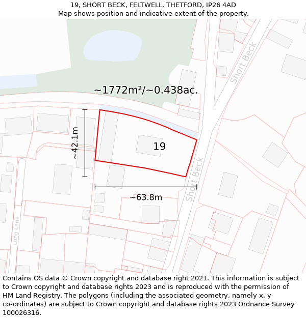 19, SHORT BECK, FELTWELL, THETFORD, IP26 4AD: Plot and title map