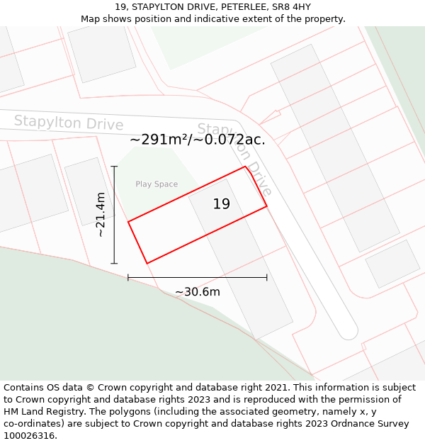 19, STAPYLTON DRIVE, PETERLEE, SR8 4HY: Plot and title map