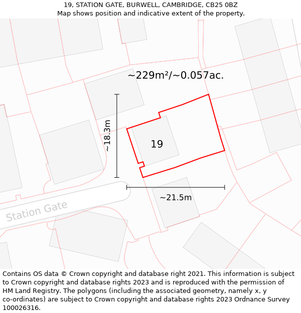 19, STATION GATE, BURWELL, CAMBRIDGE, CB25 0BZ: Plot and title map