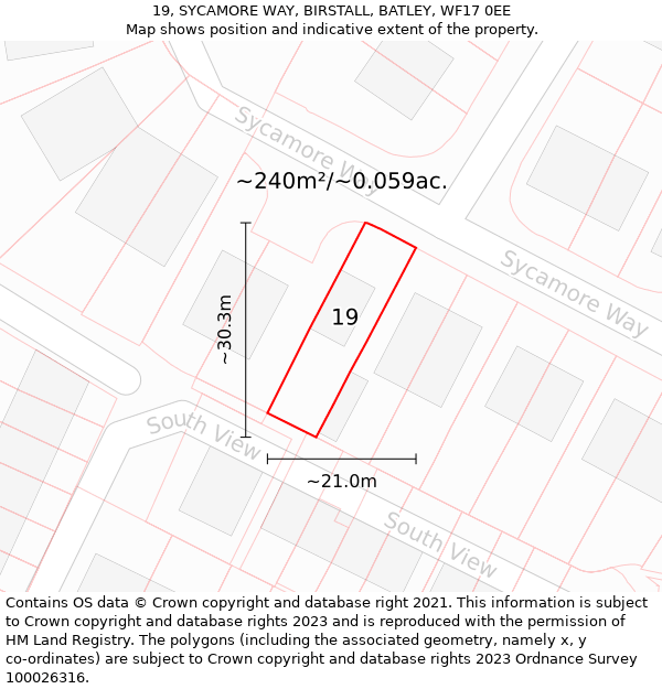 19, SYCAMORE WAY, BIRSTALL, BATLEY, WF17 0EE: Plot and title map