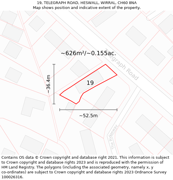 19, TELEGRAPH ROAD, HESWALL, WIRRAL, CH60 8NA: Plot and title map