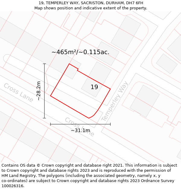 19, TEMPERLEY WAY, SACRISTON, DURHAM, DH7 6FH: Plot and title map