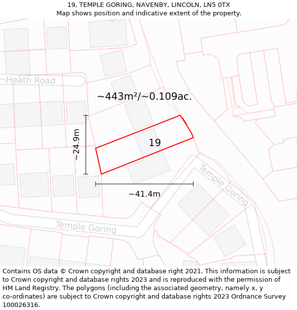 19, TEMPLE GORING, NAVENBY, LINCOLN, LN5 0TX: Plot and title map