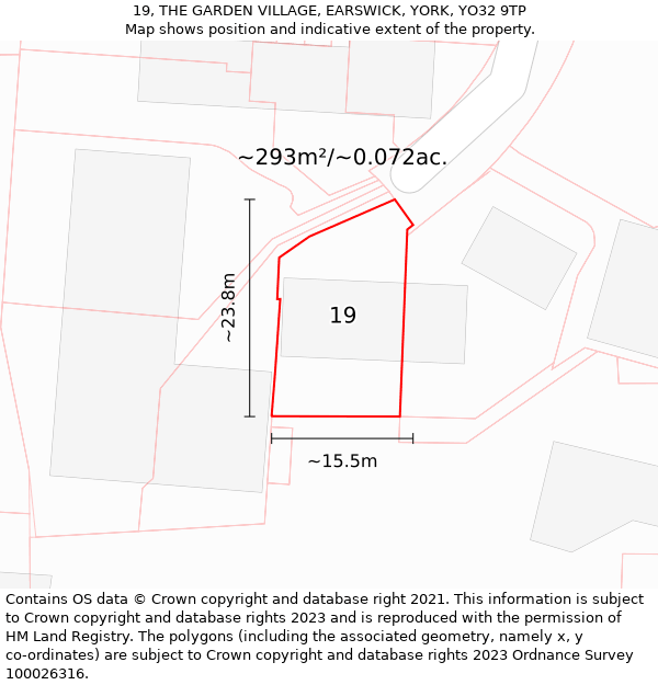 19, THE GARDEN VILLAGE, EARSWICK, YORK, YO32 9TP: Plot and title map