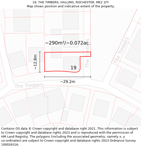 19, THE TIMBERS, HALLING, ROCHESTER, ME2 1FY: Plot and title map