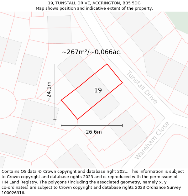 19, TUNSTALL DRIVE, ACCRINGTON, BB5 5DG: Plot and title map