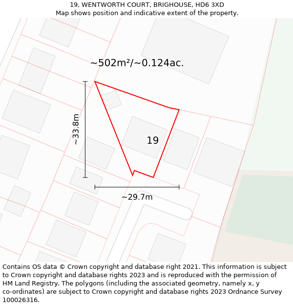 19, WENTWORTH COURT, BRIGHOUSE, HD6 3XD: Plot and title map