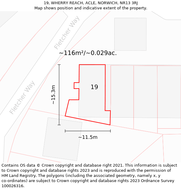 19, WHERRY REACH, ACLE, NORWICH, NR13 3RJ: Plot and title map