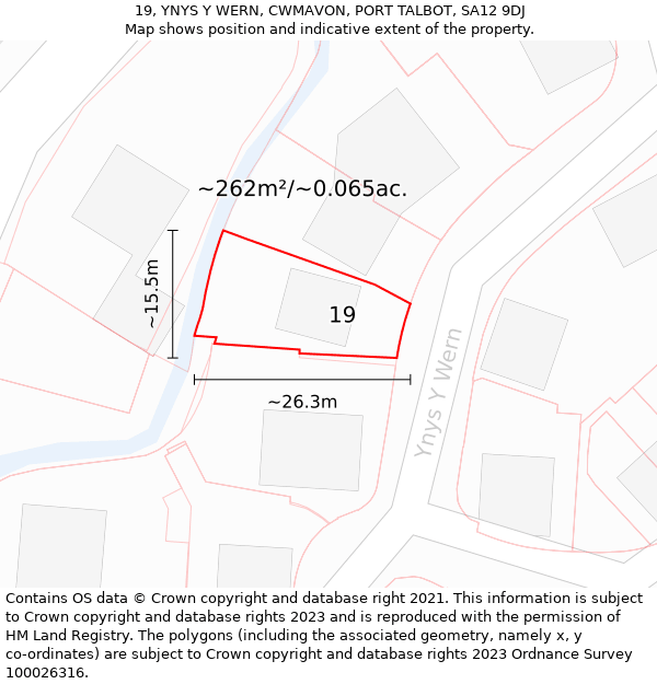 19, YNYS Y WERN, CWMAVON, PORT TALBOT, SA12 9DJ: Plot and title map