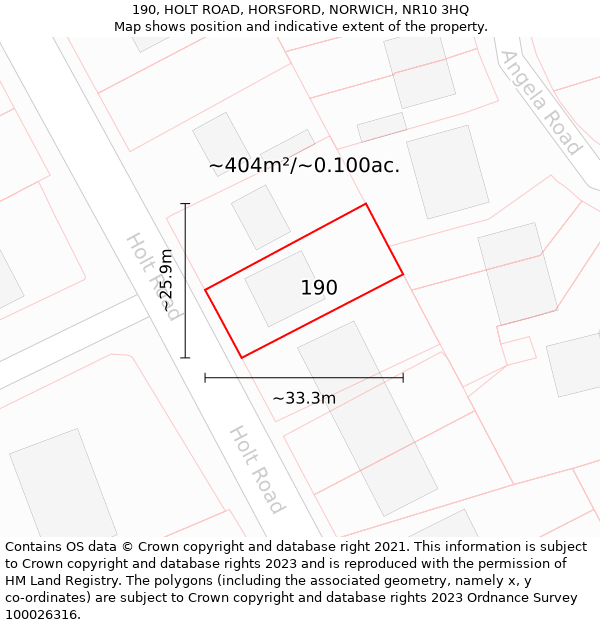 190, HOLT ROAD, HORSFORD, NORWICH, NR10 3HQ: Plot and title map